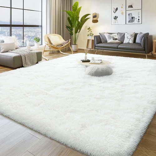Fluffy area rug - area, white